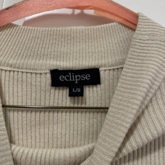 Eclipse Beige Ribbed Mock Neck Sweater – Size Large - Picture 4 of 5